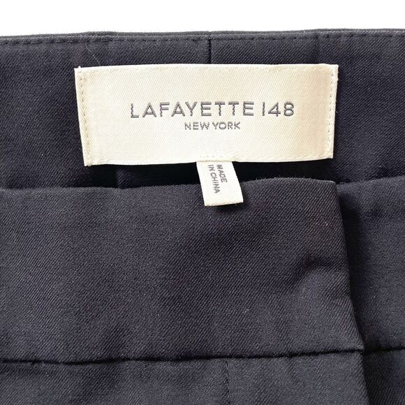 Lafayette 148 New York Cropped Tapered Black Pants Side Elastic Waist - Picture 3 of 15